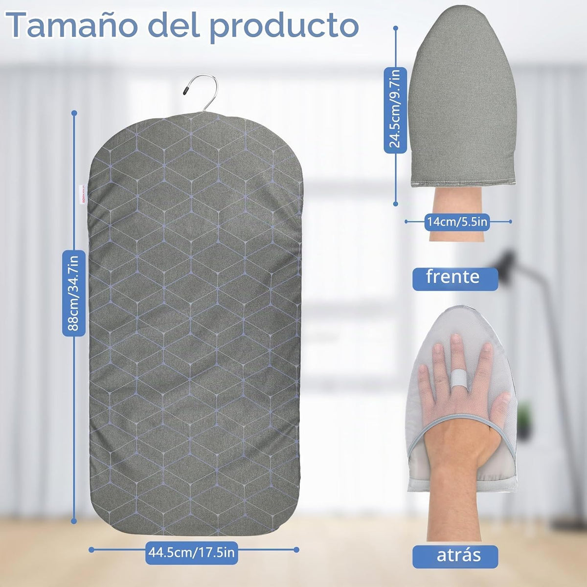 Tabla de vapor para ropa con guante de planchado, almohadilla de pl...