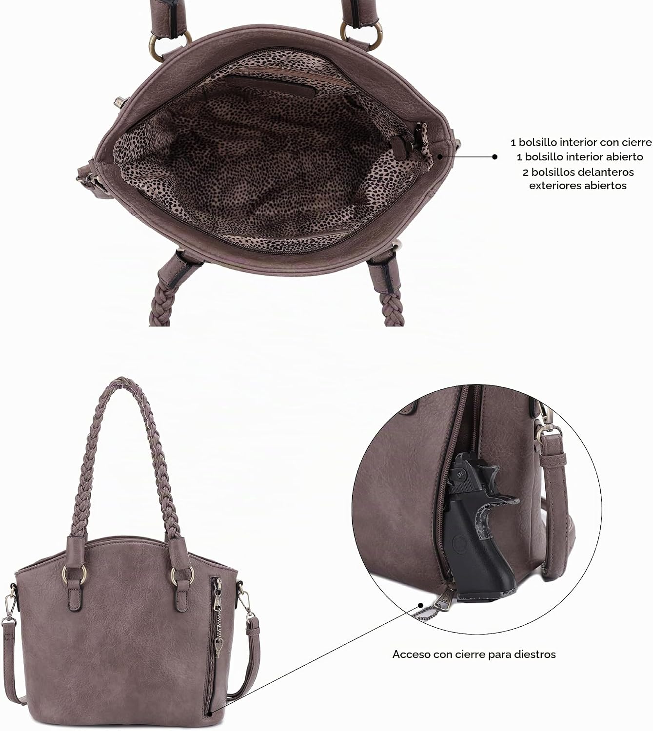 JESSIE &amp; JAMES Bella - Bolsas de mano ocultas para mujer con ce...