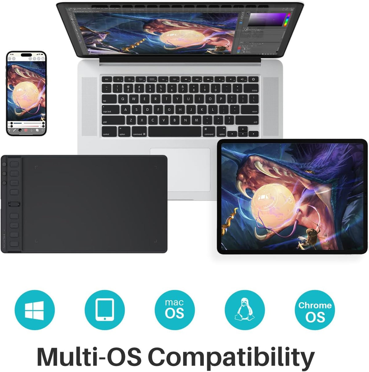 HUION Inspiroy 2 Tableta de dibujo mediana con rueda de desplazamie...
