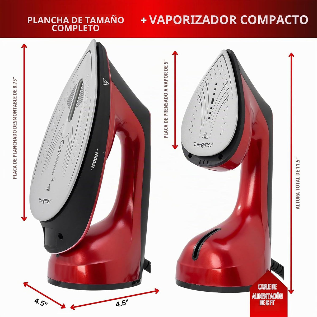 True &amp; Tidy DuoPress XL 2 en 1 vaporizador y plancha para ropa,...