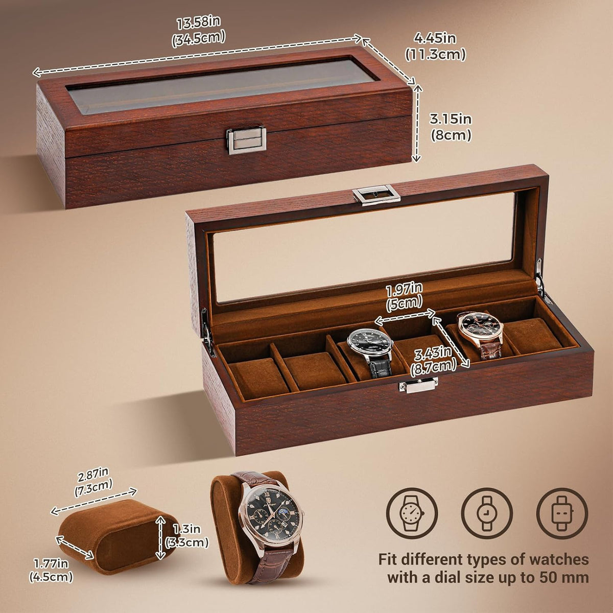 Caja de reloj de madera ProCase para hombres, organizador de caja d...