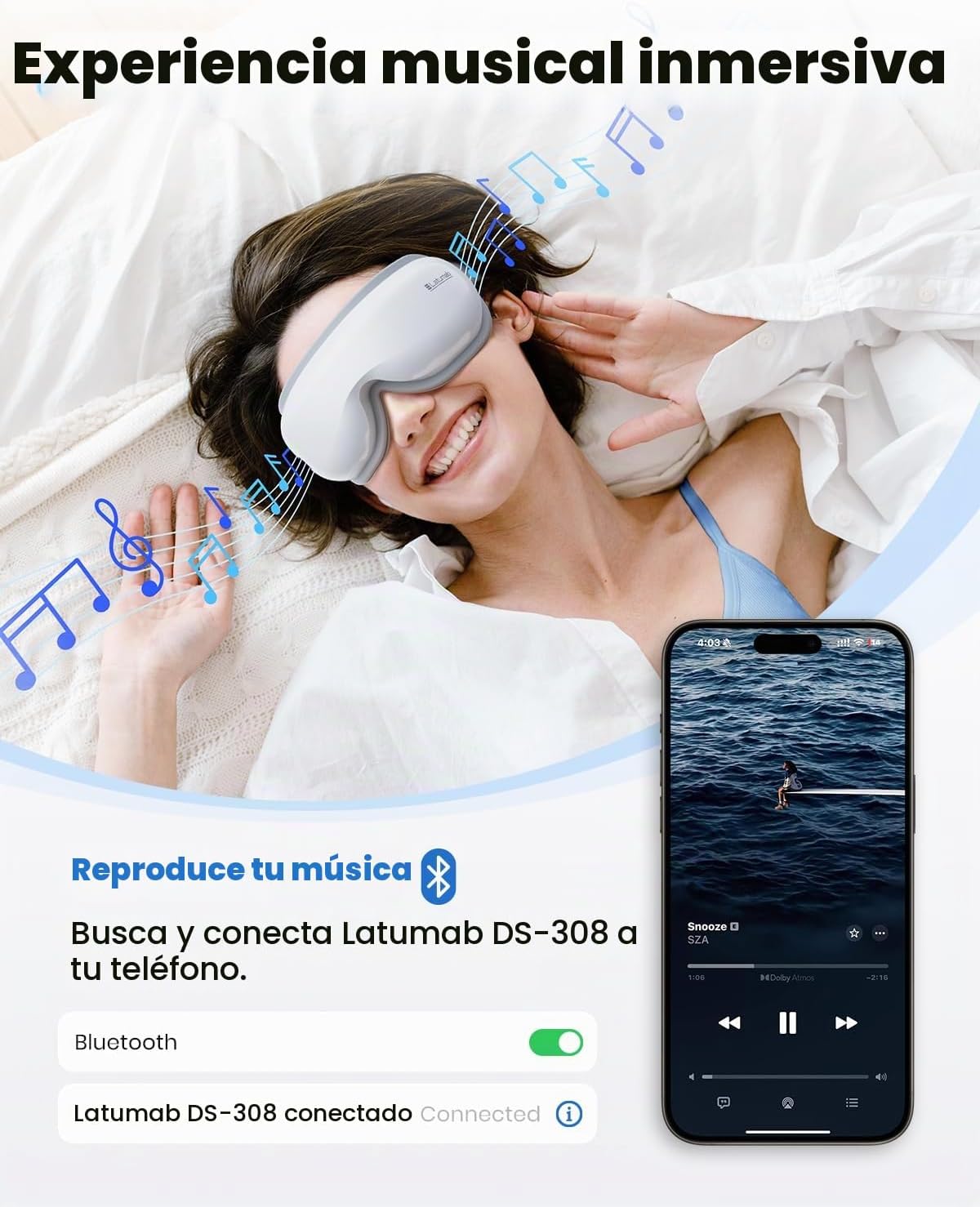 latumab Masajeador de ojos con calor y música Bluetooth, HSA elegib...