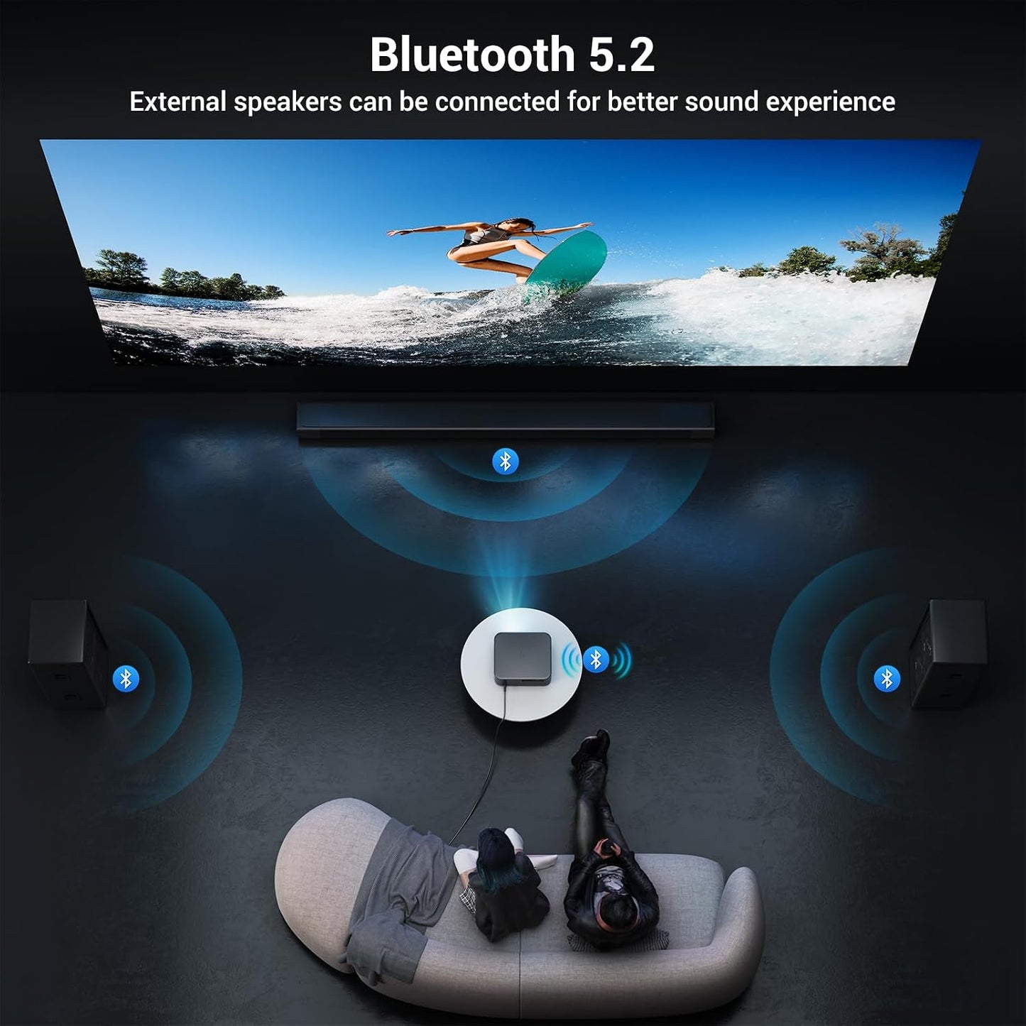 Proyector de decodificación ANSI 4K 2000 con WiFi y Bluetooth, cine...
