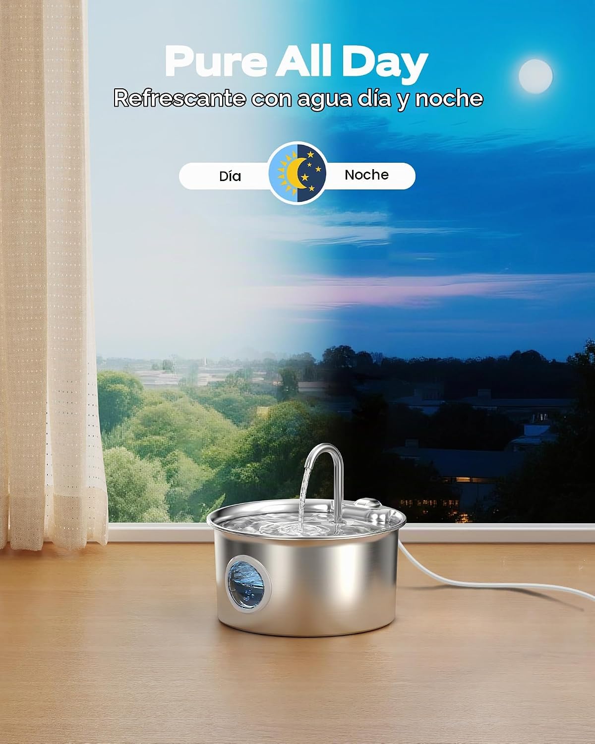 Fuente de agua para gatos de acero inoxidable: fuente para gatos co...