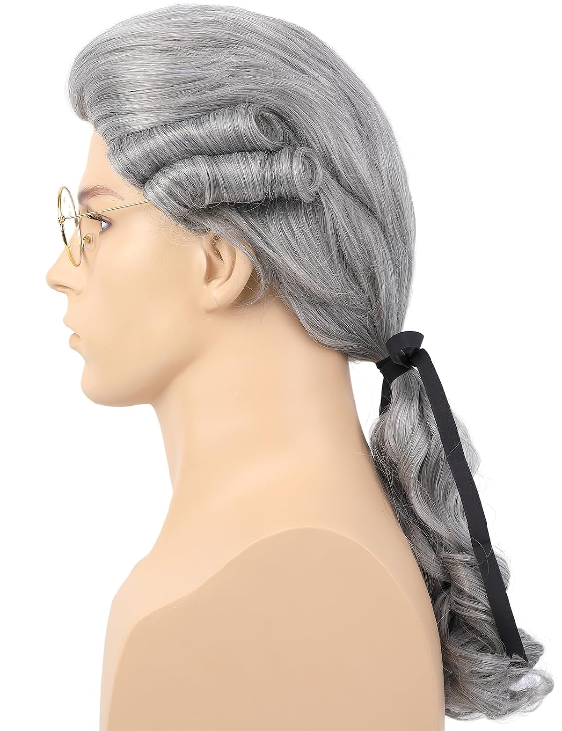 Bettecos Peluca colonial de juez para hombre con anteojos, peluca l...