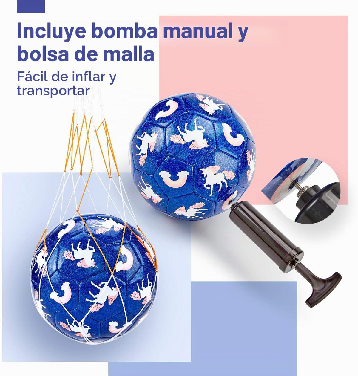hahaland Balón de fútbol tamaño 3 con bomba, balón desinflado y bol...