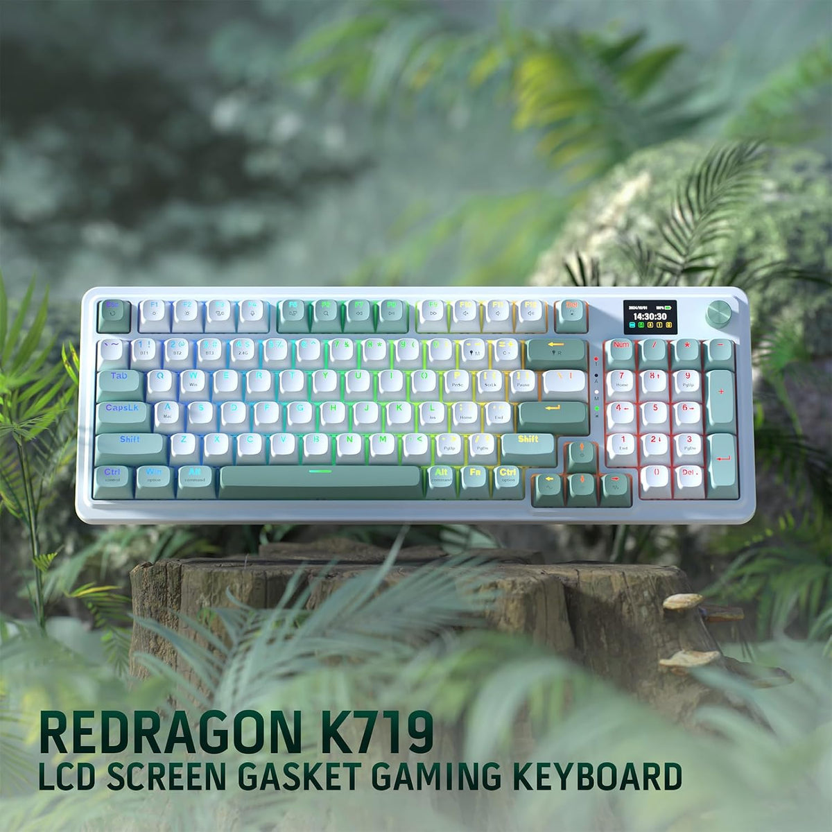 Redragon K719 Teclado inalámbrico para juegos con junta con pantall...