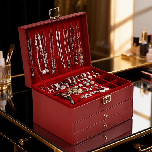 Greenfeather Joyeros para mujer, caja organizadora de joyas con tap...