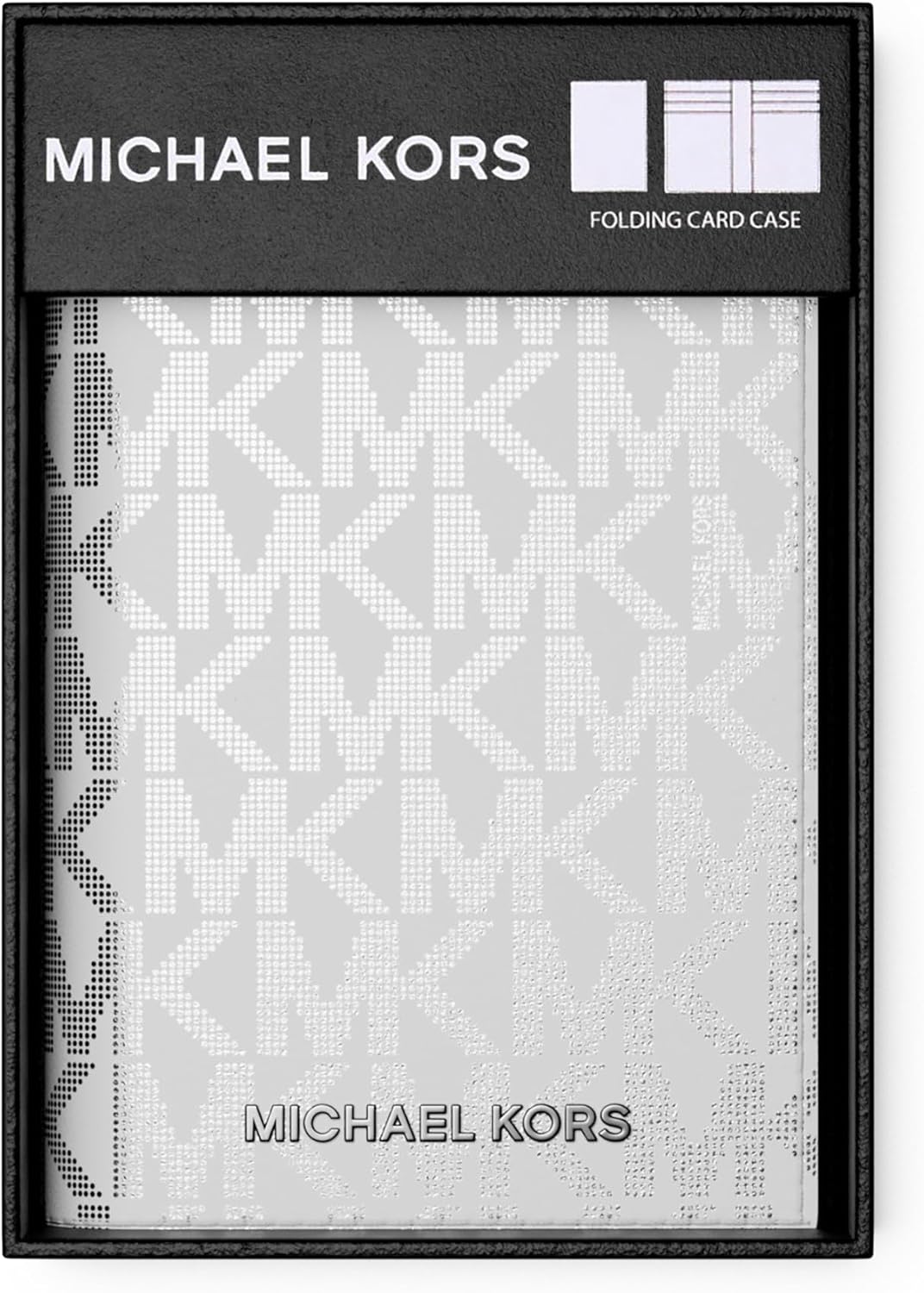 Michael Kors Hudson - Estuche plegable para tarjetas, lámina blanca