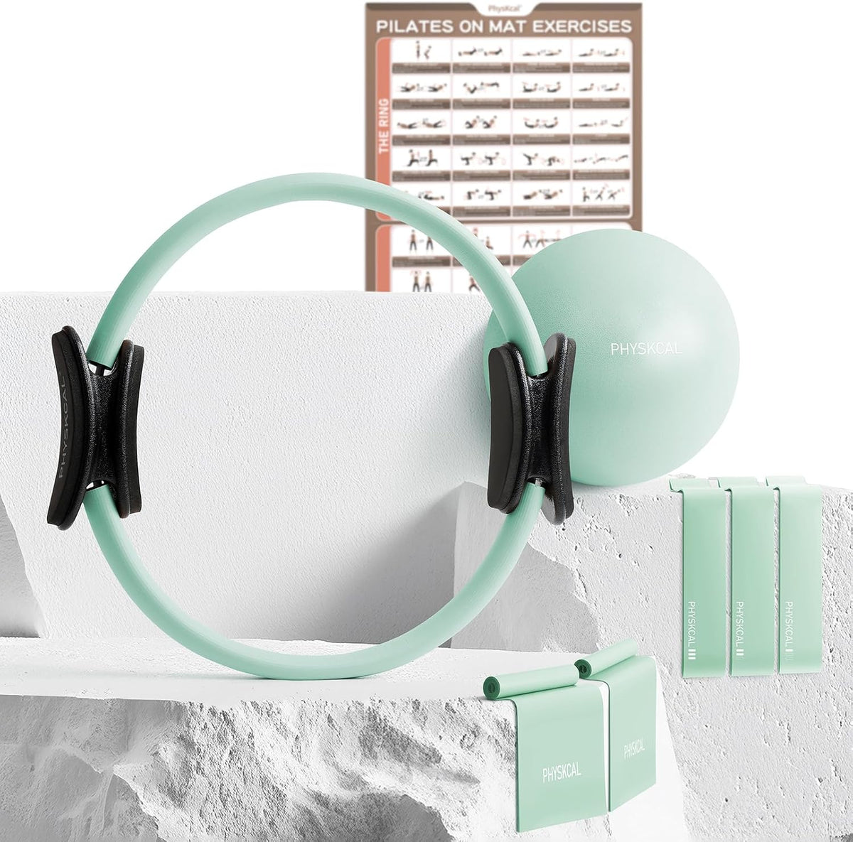 Kit de Pilates PhysKcal, anillo de pilates de 15 pulgadas con 1 bol...