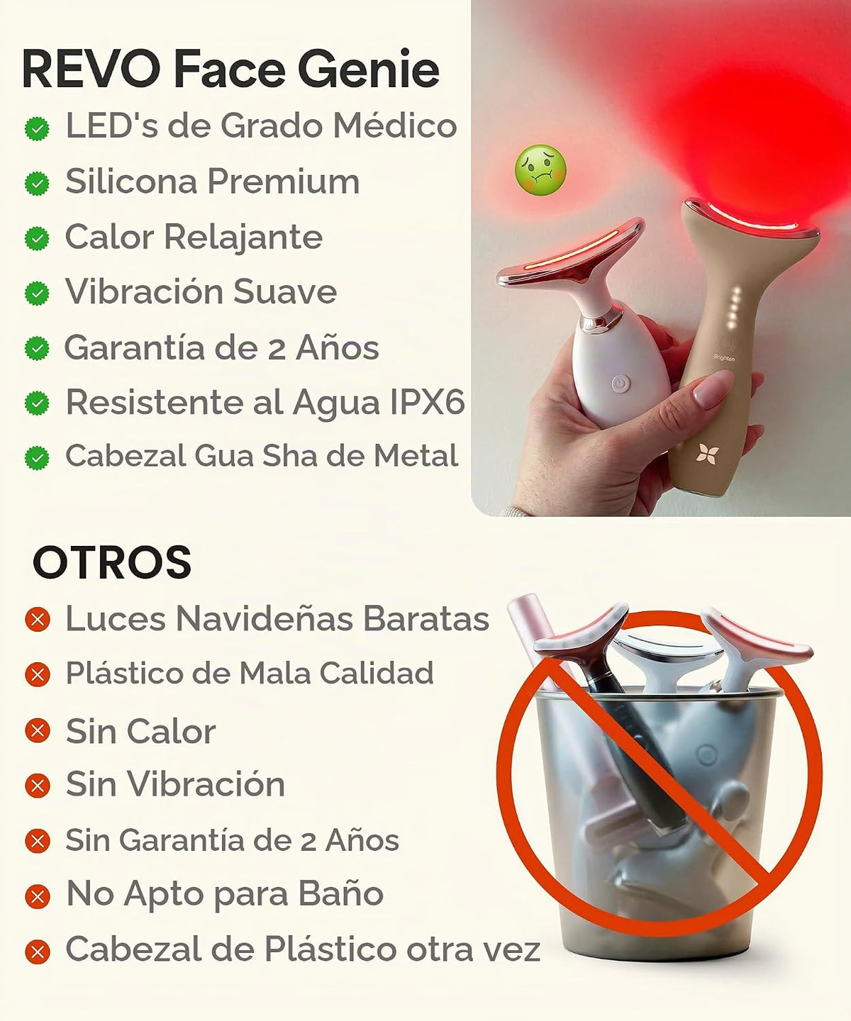 REVO Genie Masajeador facial para cara y cuello, dispositivo de bel...