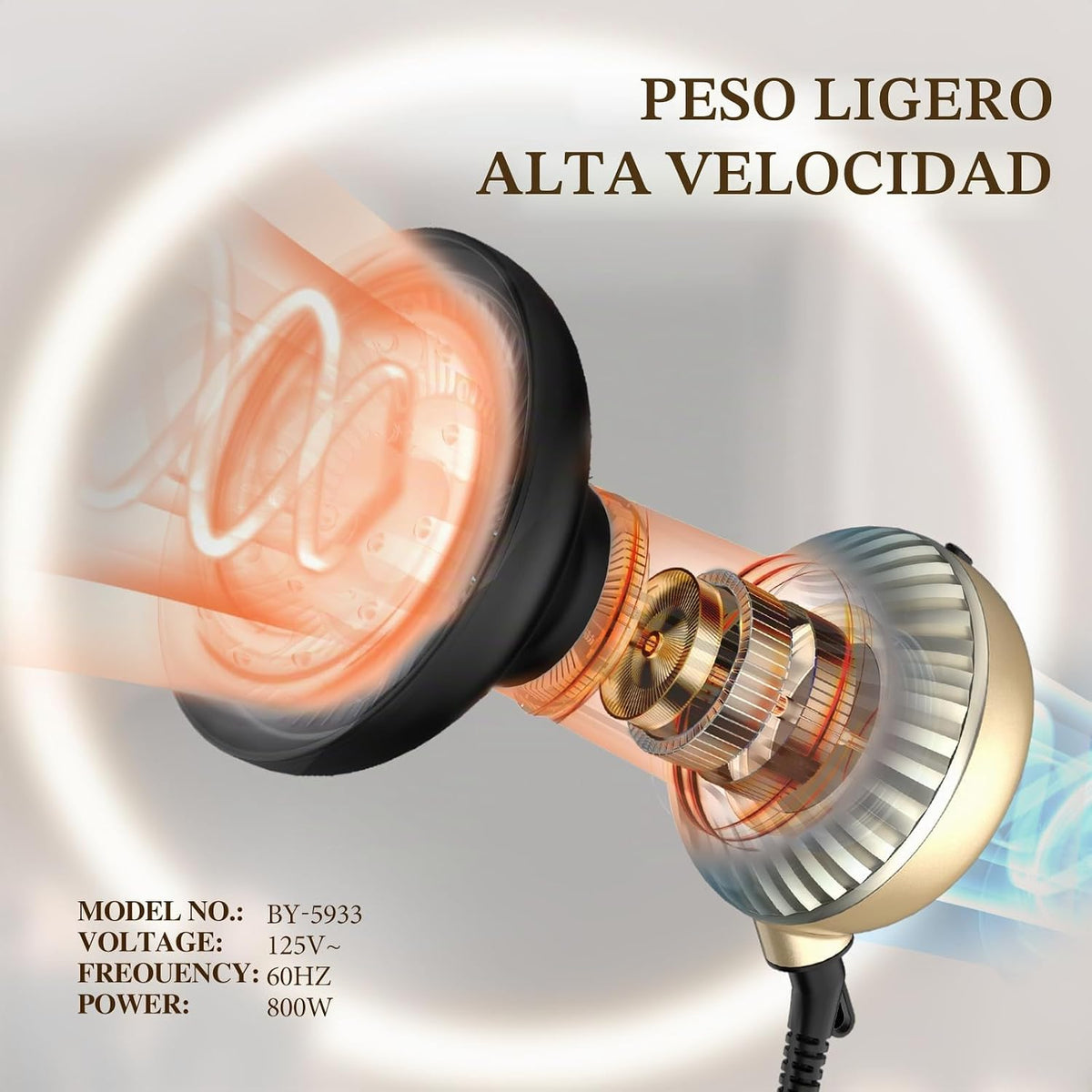 Bautia - Secador de pelo con difusor integrado para cabello rizado,...
