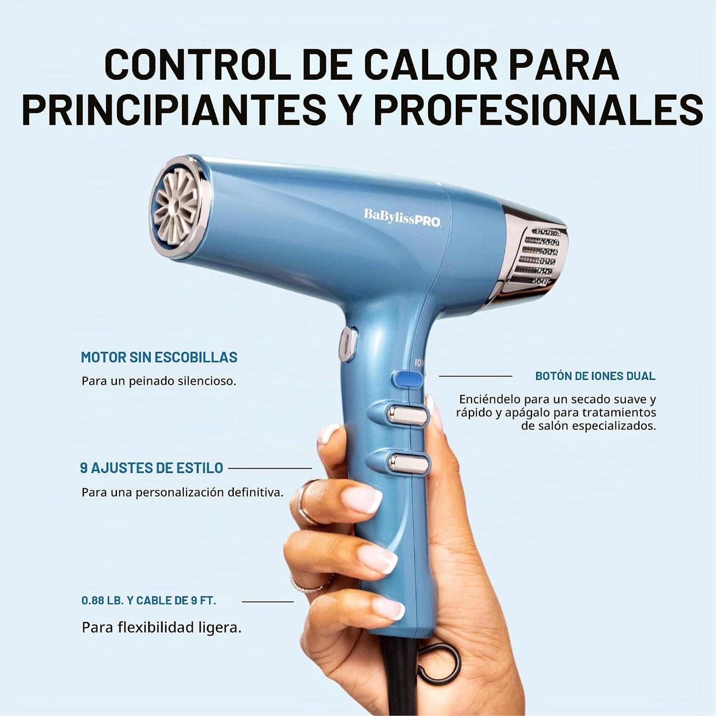 Secador de pelo BabylissPRO Nano Titanium, secador profesional de 1...