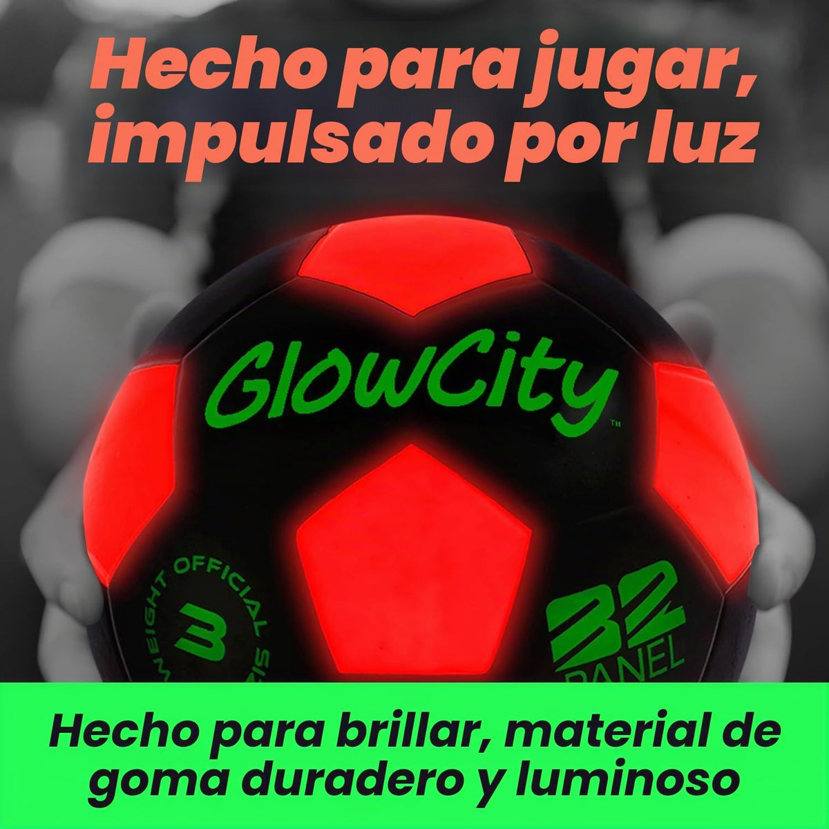 GlowCity Balón de fútbol que brilla en la oscuridad - Tamaños 3, 4,...