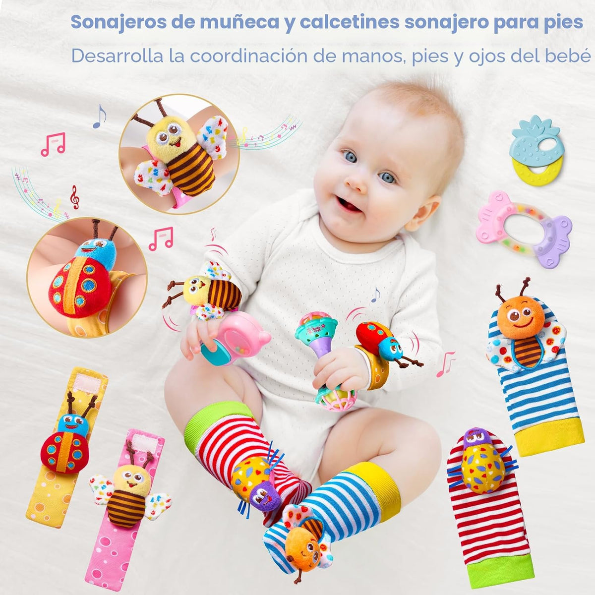 15 sonajeros para bebés de 0 a 6 meses, sonajeros de bebé sin BPA d...