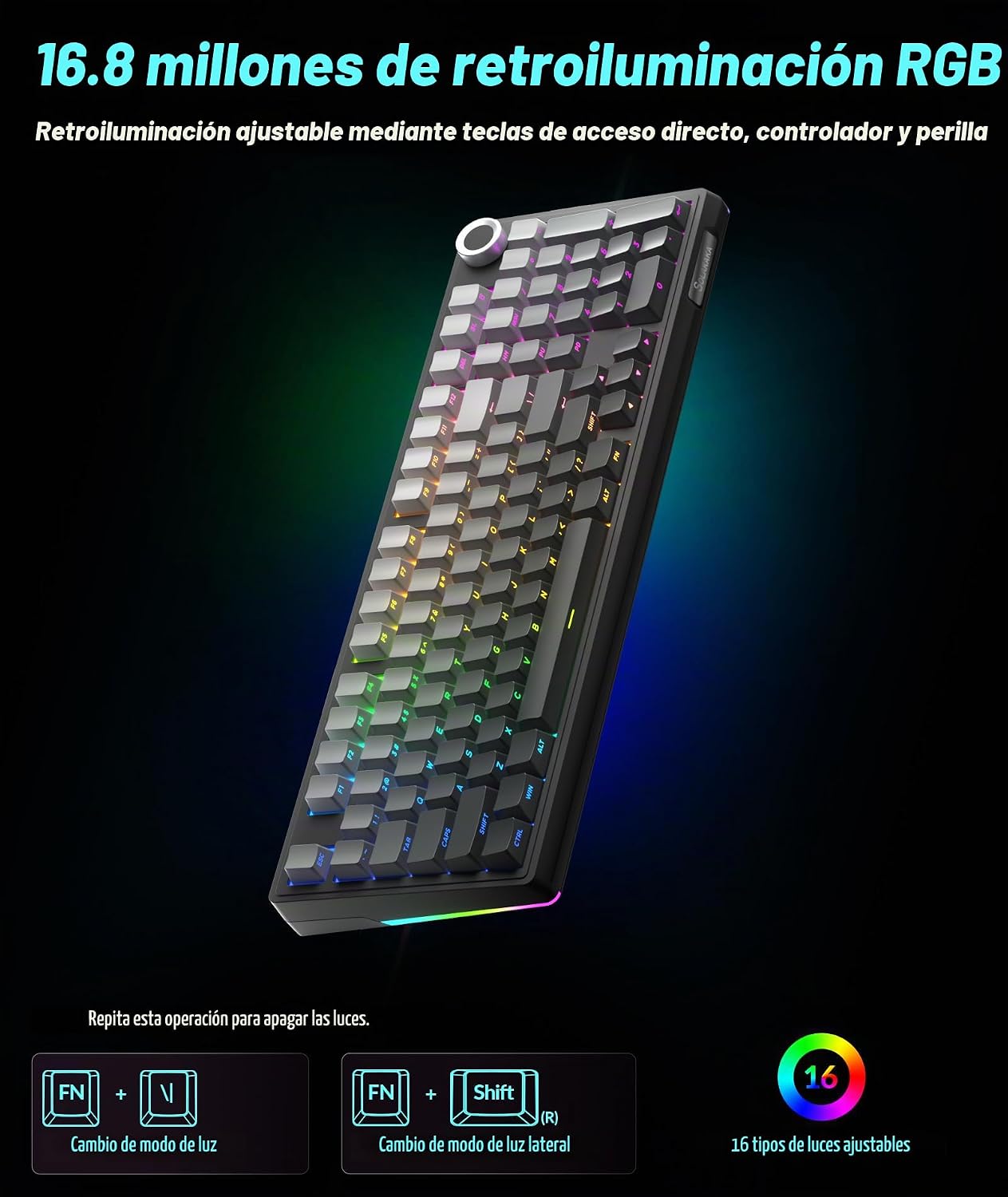 SOLAKAKA KI99 Pro Teclado mecánico inalámbrico 96% teclado RGB para...