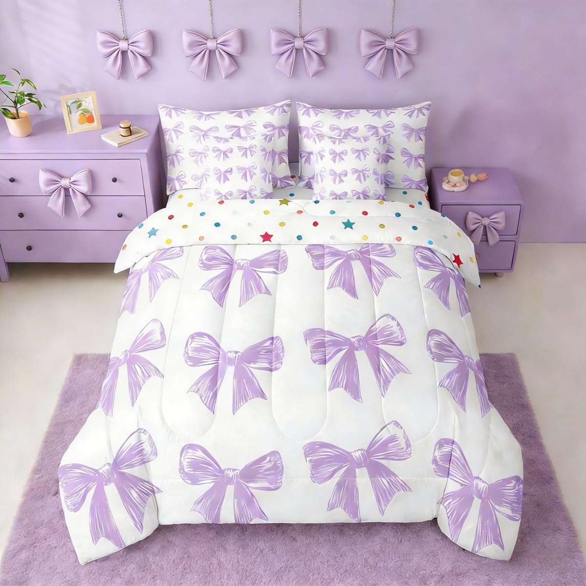 Erosebridal Lindo juego de cama con lazo en una bolsa, tamaño Twin,...
