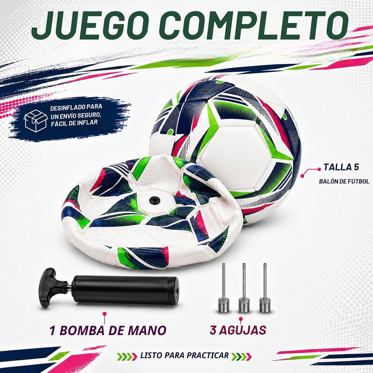 Balón de fútbol tamaño 5 tamaño 4 con bomba, balón de entrenamiento...