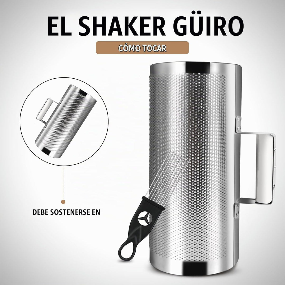 Soulmate Acero inoxidable Guiro Shaker 12" 6" Instrumento d...