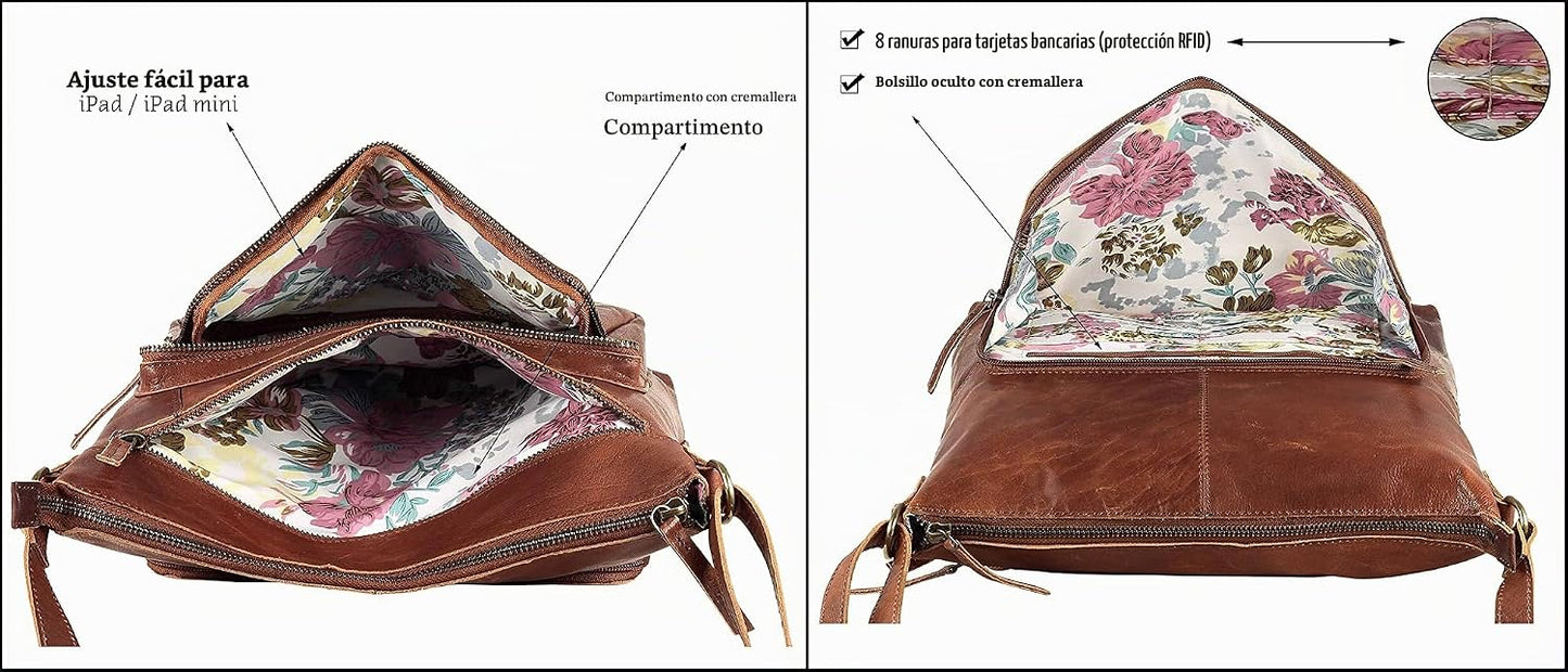 Mou Meraki Bolso cruzado de cuero genuino y bolsos - Bolso cruzado...