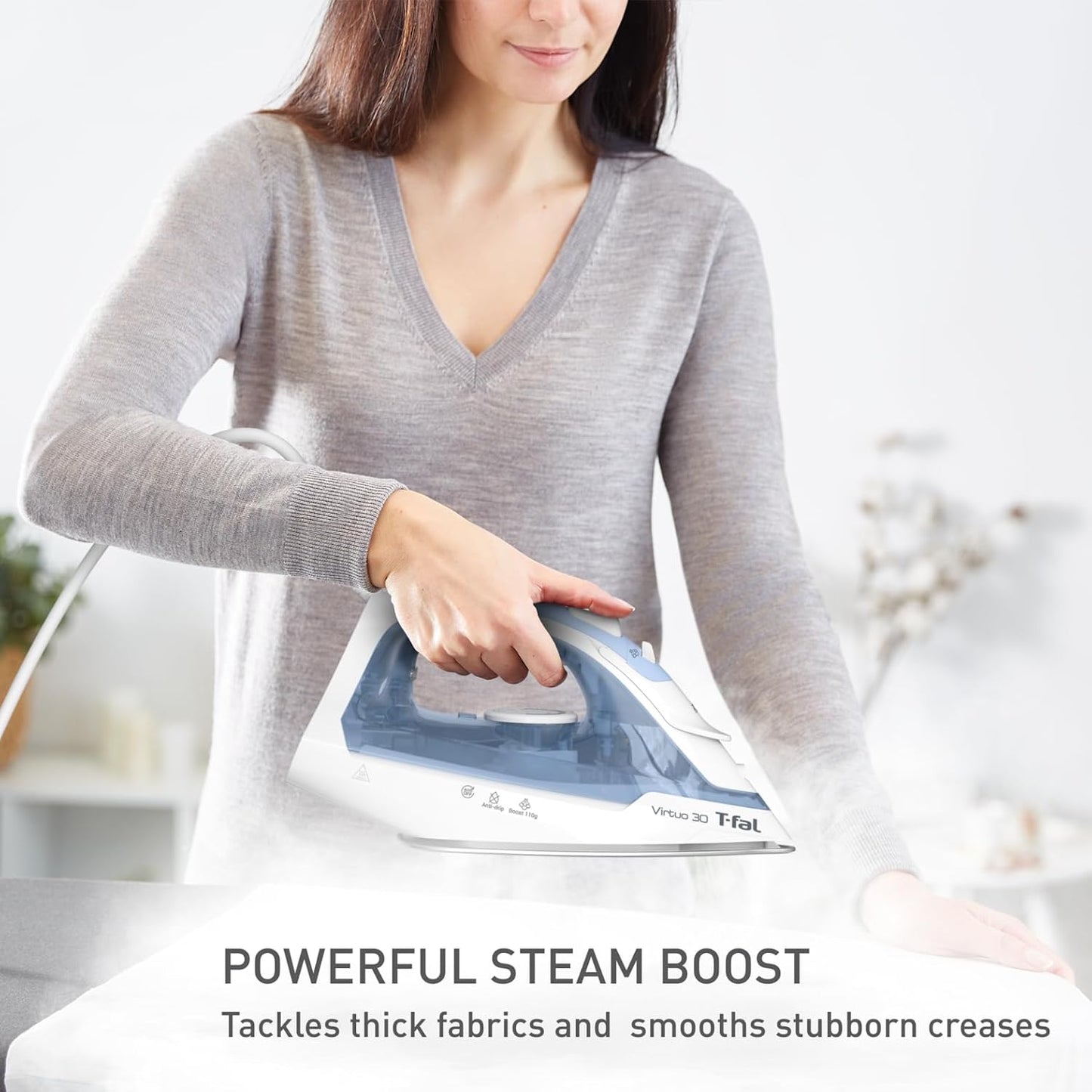 T-Fal Virtuo Plancha de vapor para ropa, vaporizador de ropa, ráfag...
