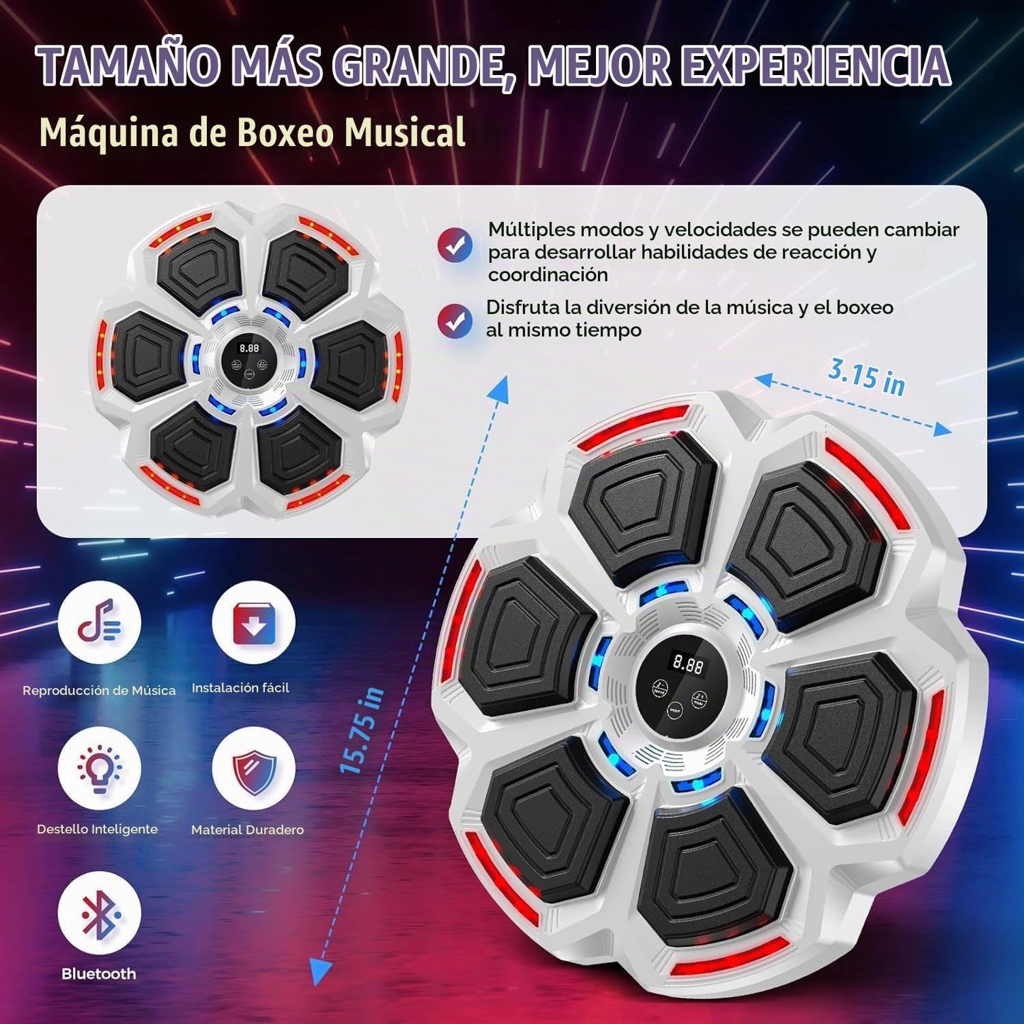LOLBOX Máquina de boxeo musical para adultos y niños, máquina de en...