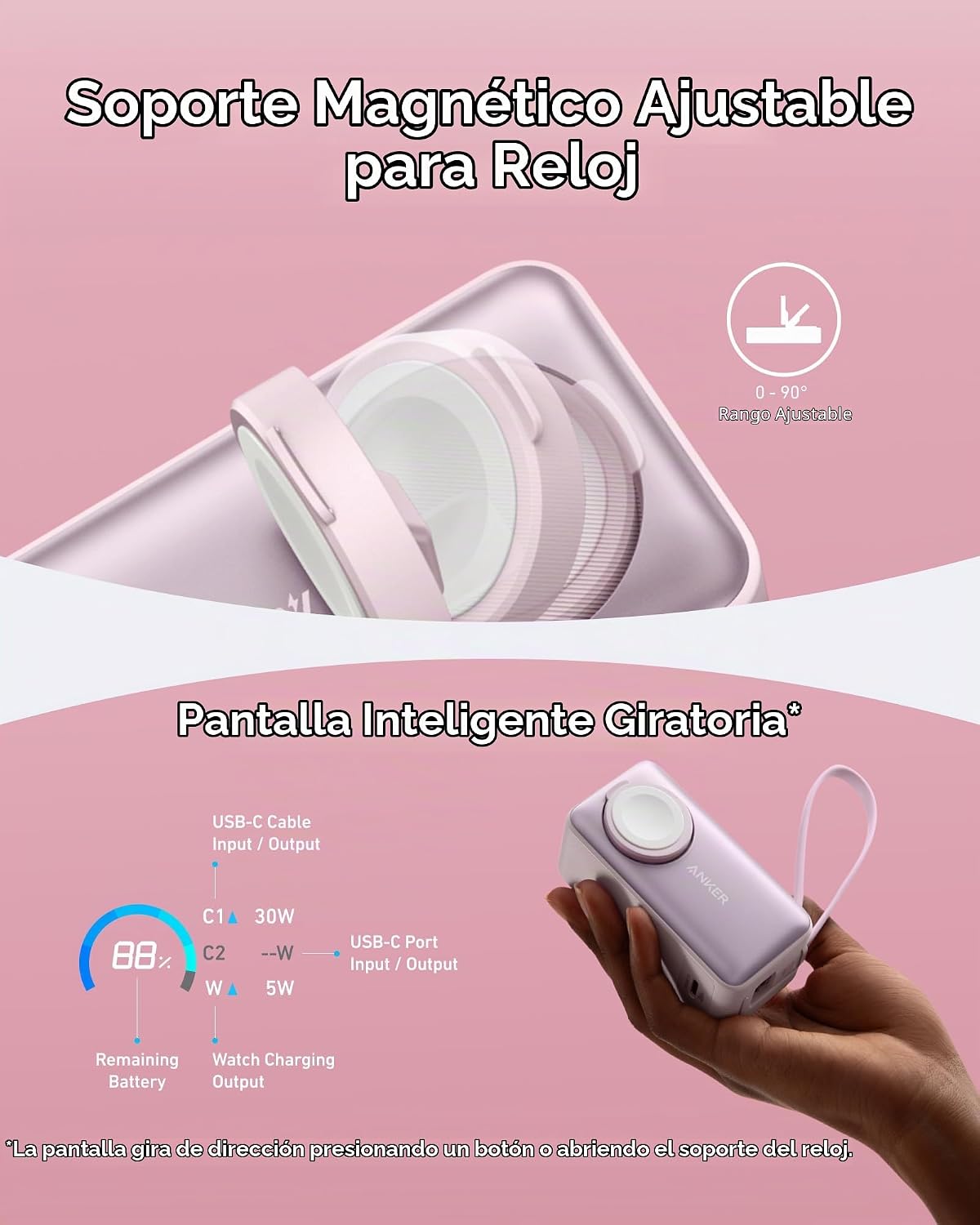 Anker MagGo Power Bank para Apple Watch, Batería Compacta Certifica...