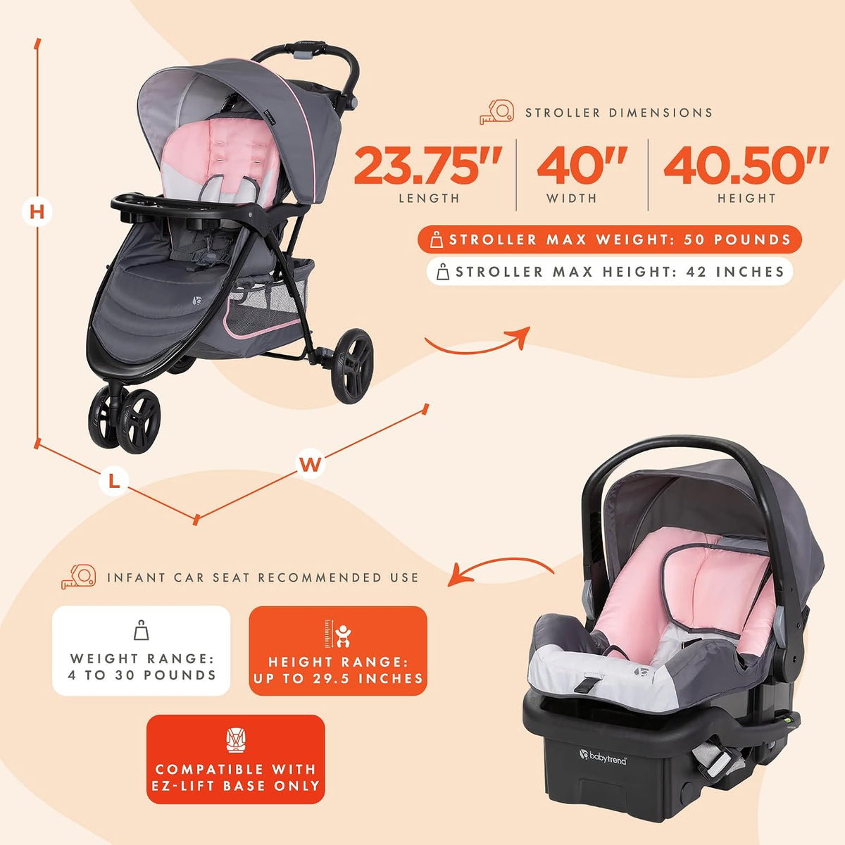 Sistema de viaje Baby Trend EZ Ride con asiento infantil EZ-Lift™ p...