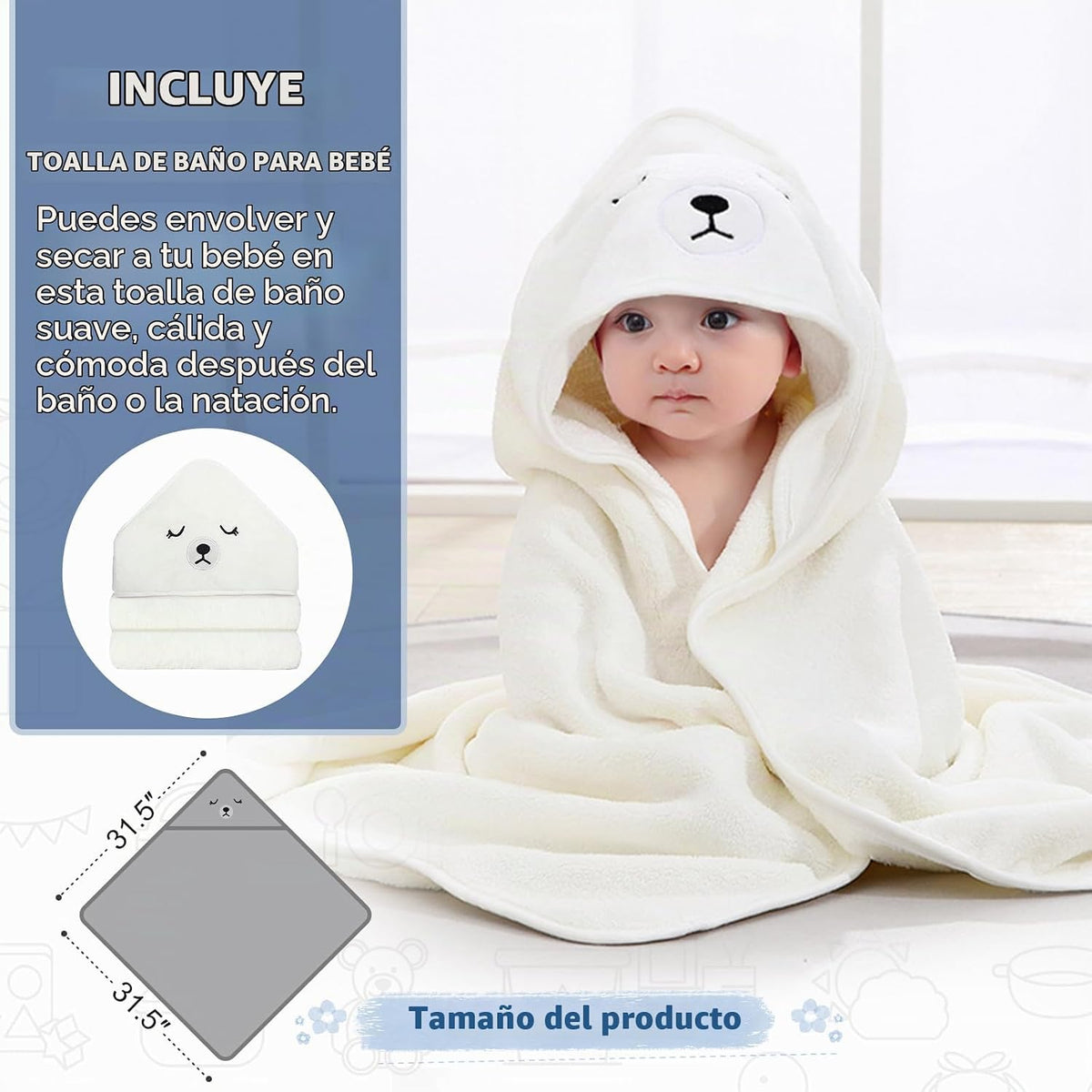 MoreFeel Bañera plegable para bebé recién nacido con termómetro y 1...