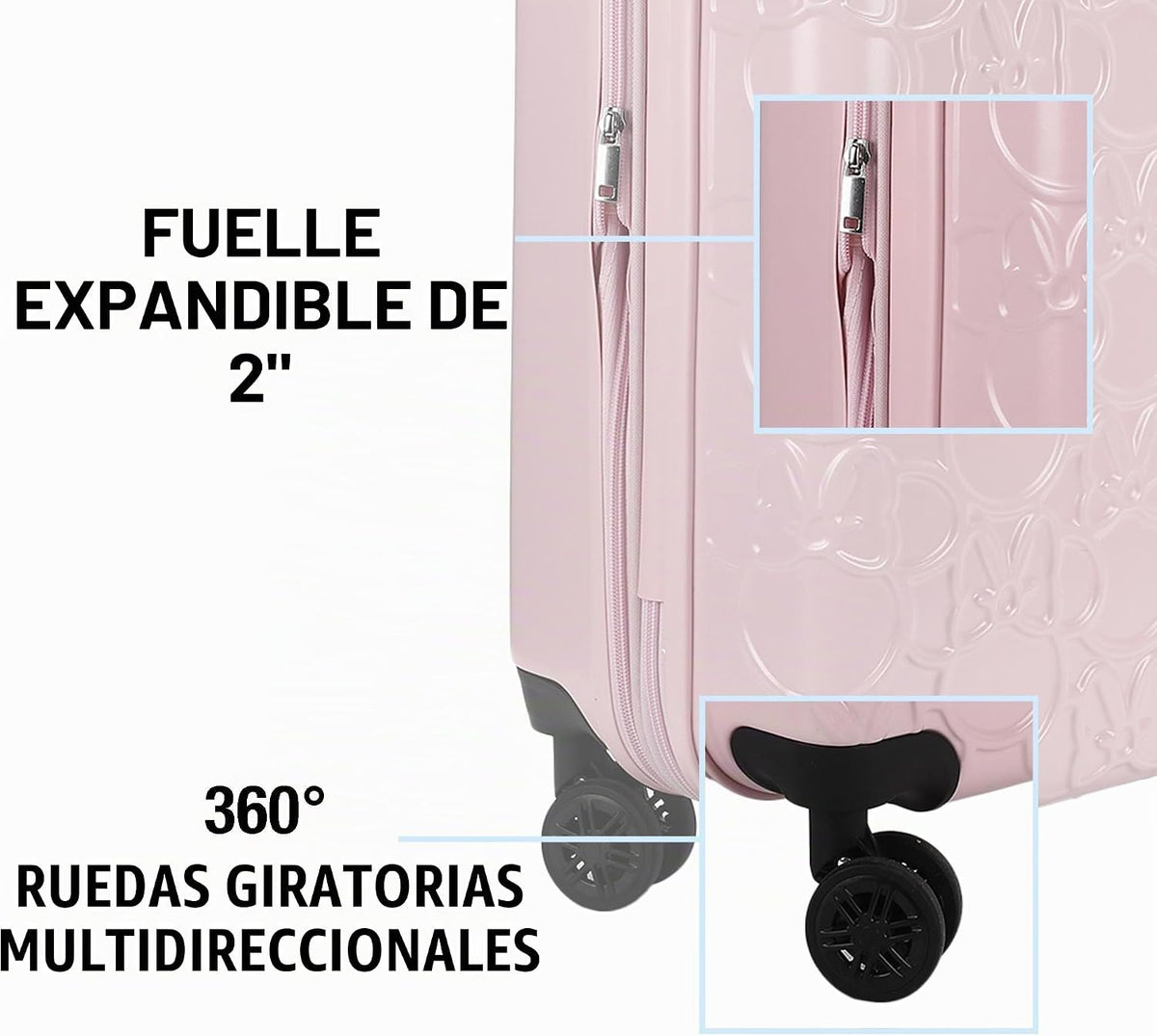 Bioworld Equipaje de mano rígido con ruedas, Minnie Mouse Classic M...