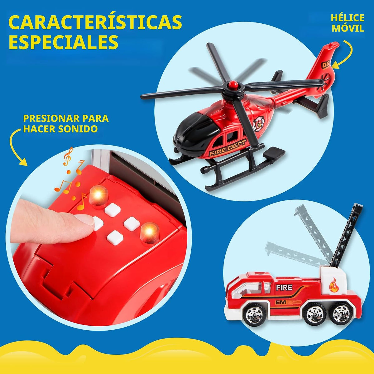 JOYIN Juego de vehículos de camión de bomberos 25 en 1 con sonidos...