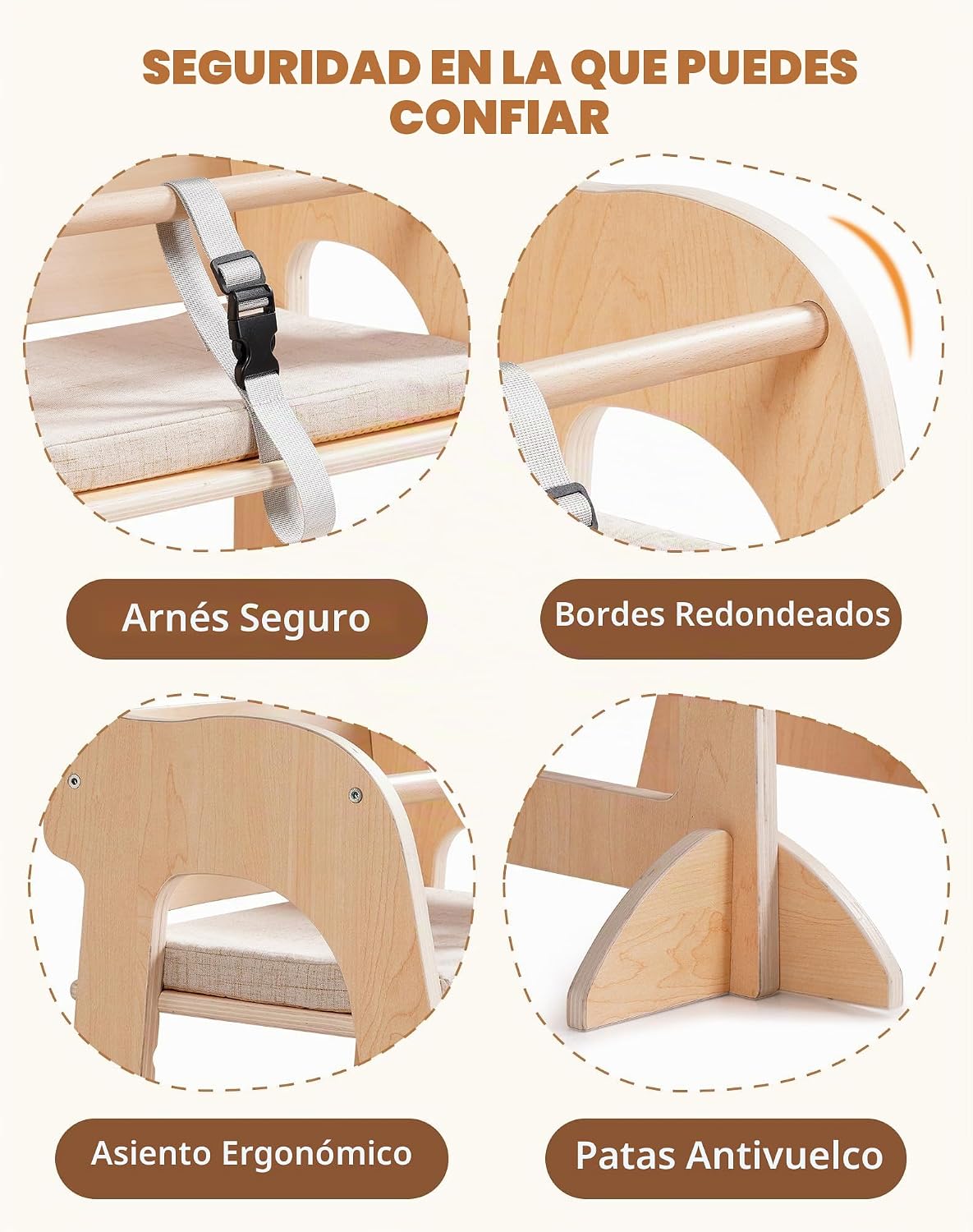 ROBUD Silla alta de madera para niños pequeños, trona para altura a...