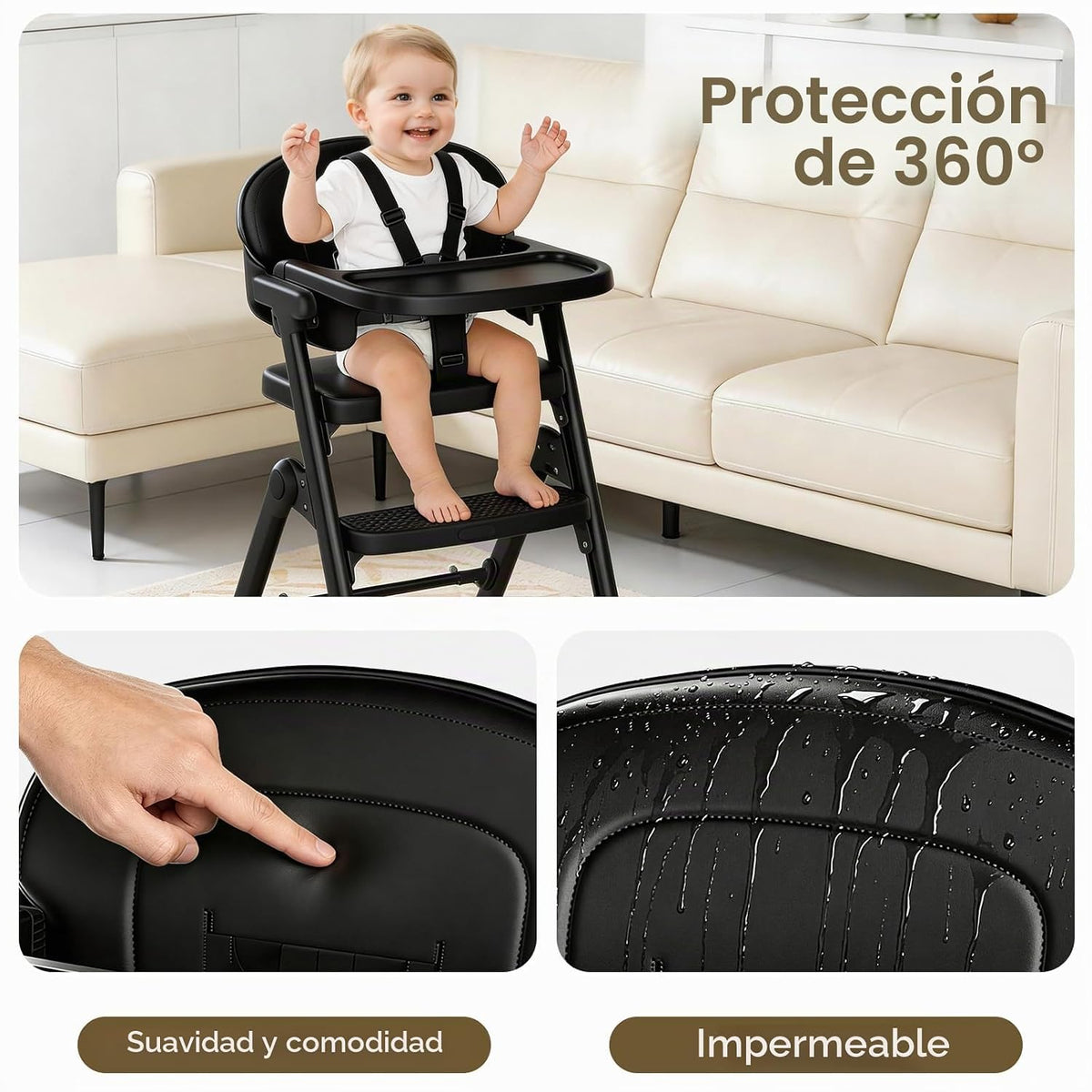 Meetaglow Sillas altas para bebés y niños pequeños, silla alta para...