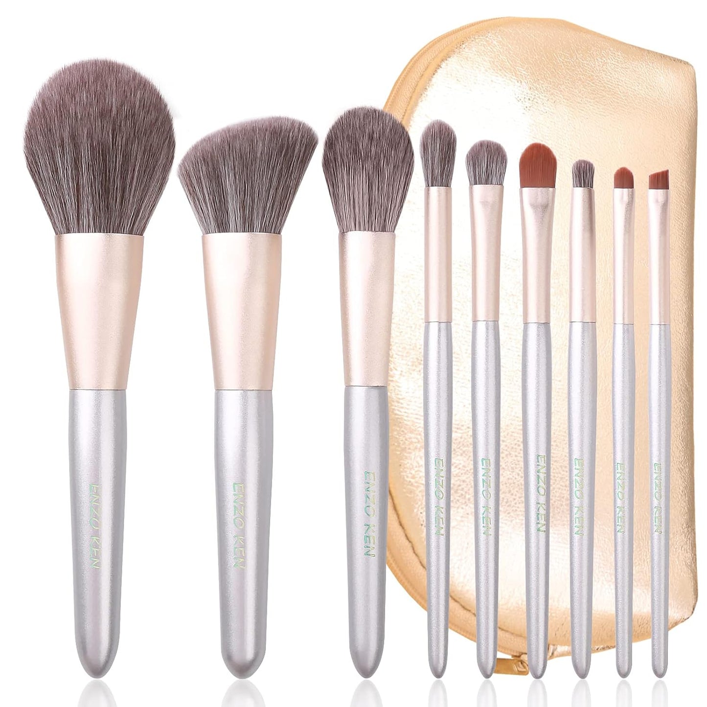 ENZO KEN Juego de brochas de maquillaje de cabello natural profesio...