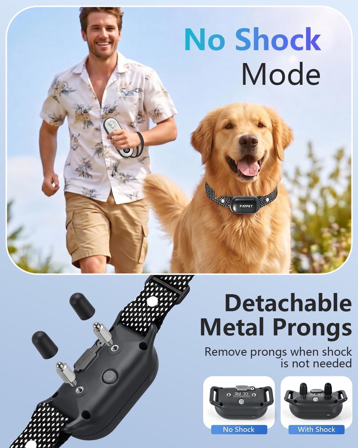 PATPET Collar de choque para perros (10 a 120 libras), collar de en...