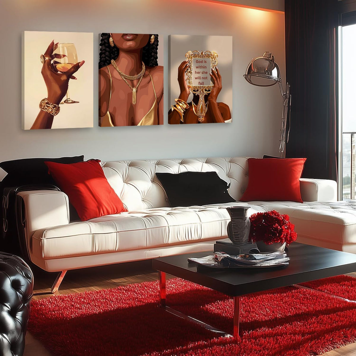 3 piezas de arte de pared de niña negra, mujeres afroamericanas, cu...