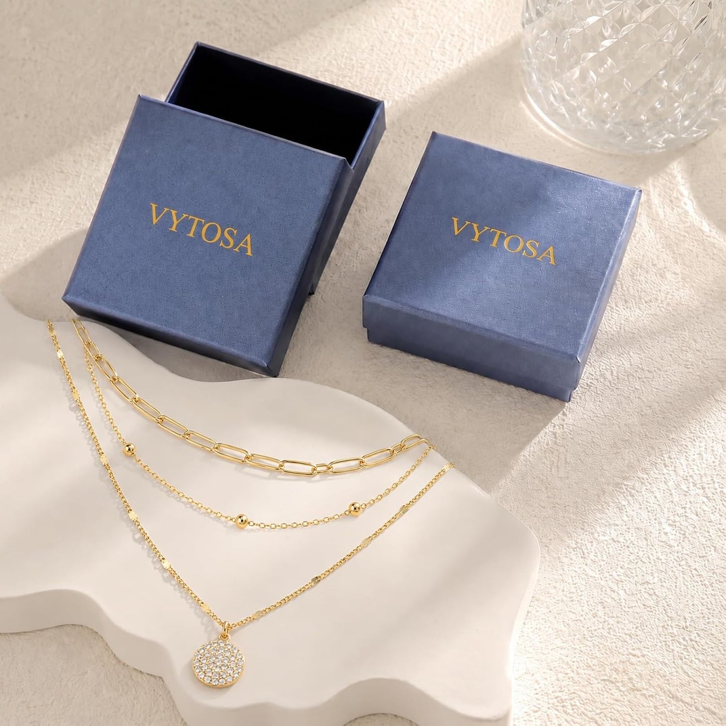 VYTOSA Collares en capas para mujer, juego de collar de oro platead...