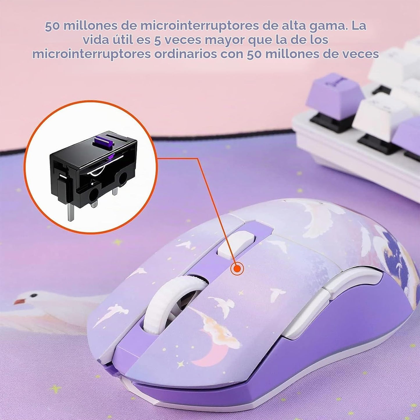 DAREU Ratón inalámbrico para juegos con base de carga recargable RG...