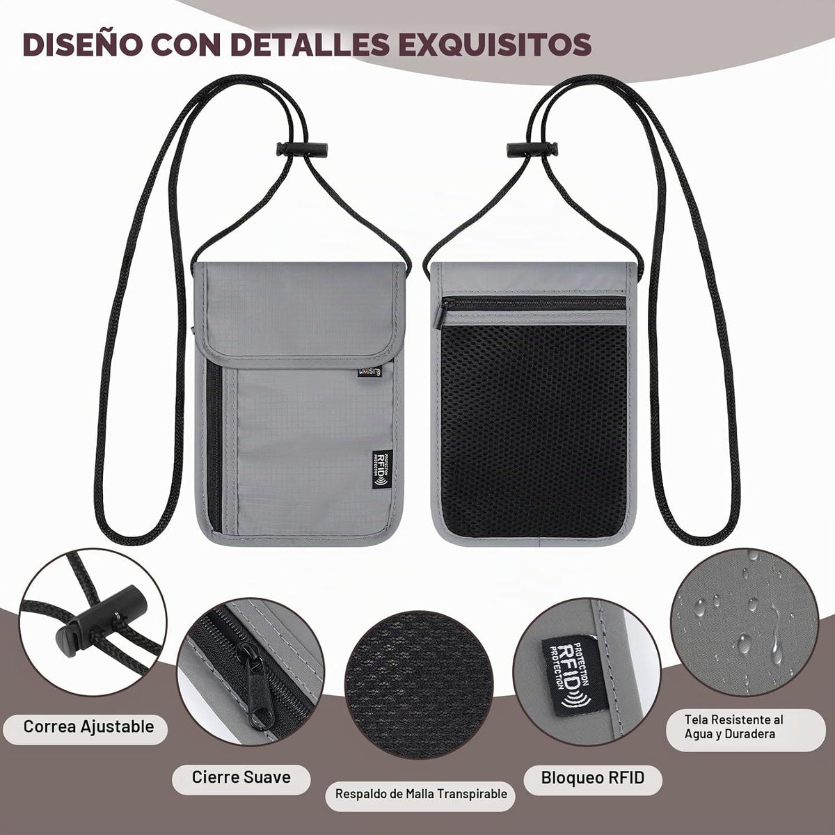 Likesing Funda para pasaporte familiar, bolsa para el cuello, bloqu...
