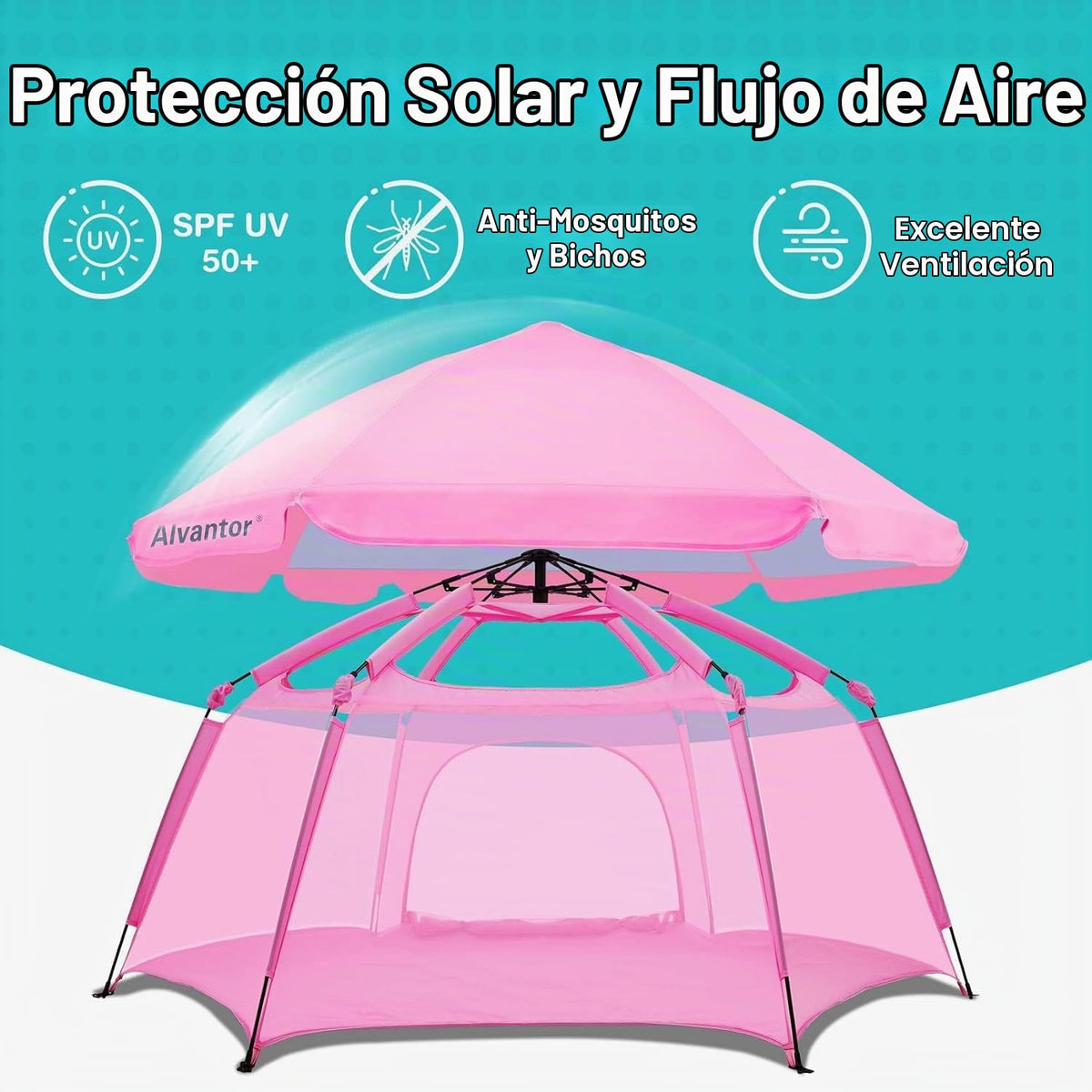 Alvantor® Corralito Pop Up de 84 x 84 x 44 pulgadas portátil para b...