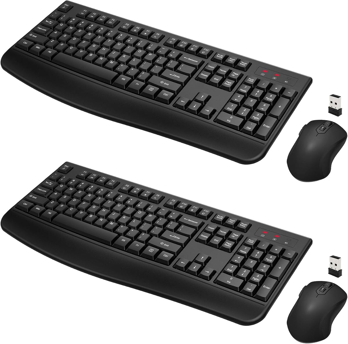 Combo de teclado y mouse inalámbricos de tamaño completo 2.4GHz con...