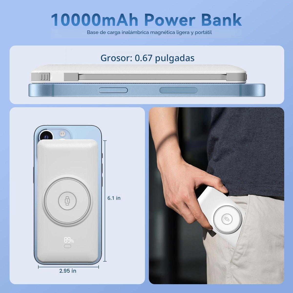 LUCKYFELLOW Cargador portátil magnético de 10000 mAh para iWatch y...