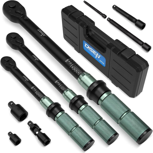 DISEN Juego de 9 piezas de llaves dinamométricas de clic de 1\/4 pu...