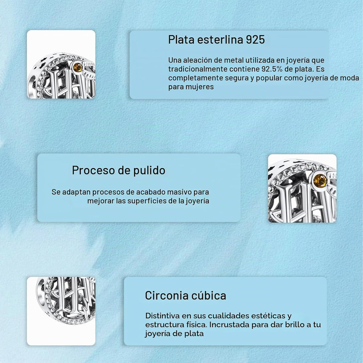 H.ZHENYUE Dijes de plata esterlina 925 con diseño de personaje de p...