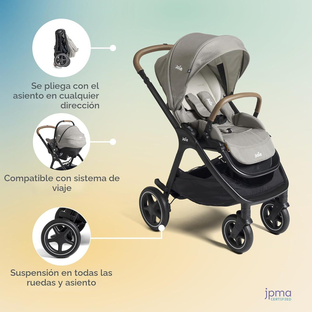 Joie, Silla de paseo Kava 3 en 1 - Versátil, Suspensión de todas la...
