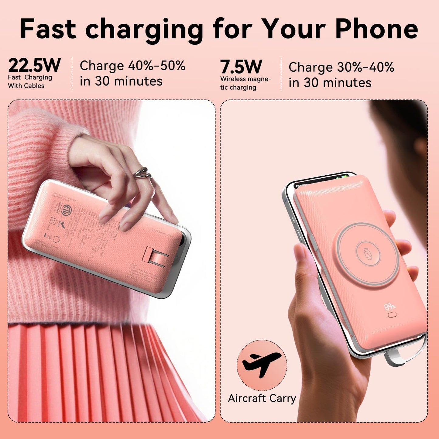 LUCKYFELLOW Banco de energía inalámbrico para teléfonos y Apple Wat...
