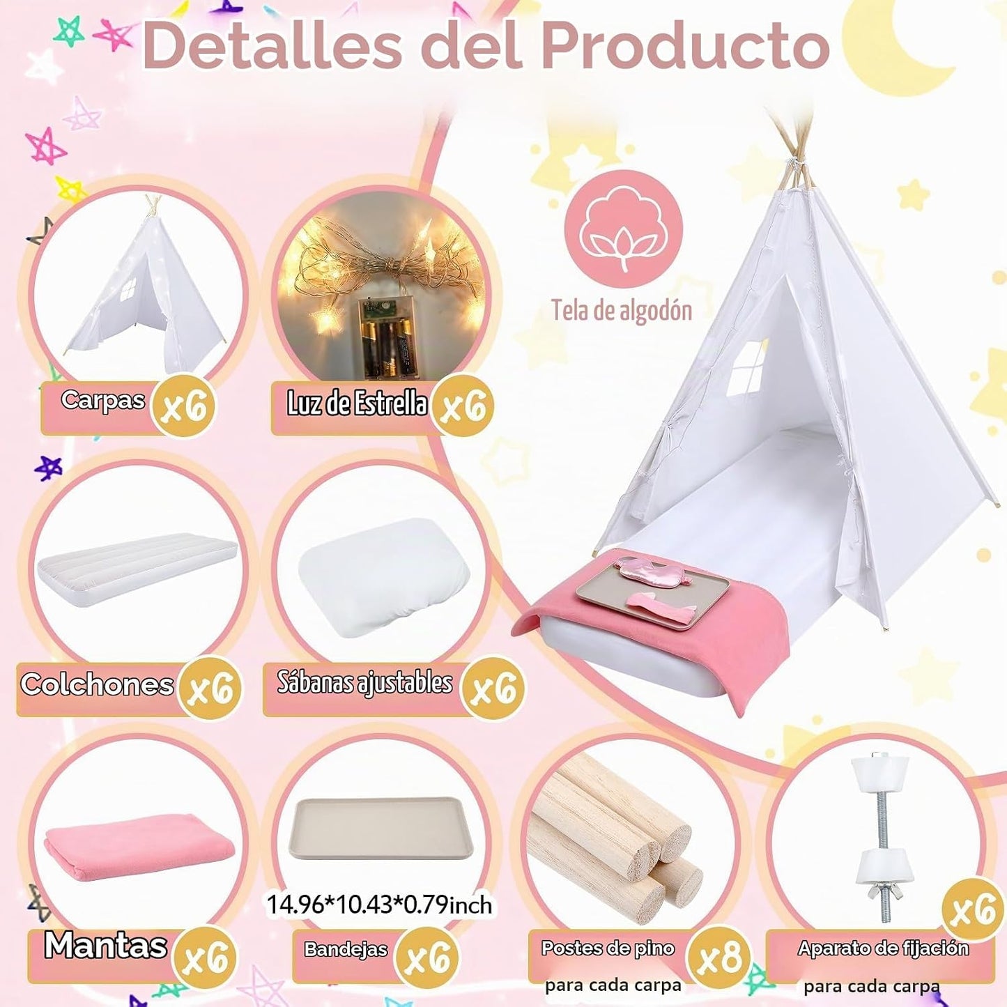 Windyun Paquete de 6 tiendas de campaña para niños para fiestas de...