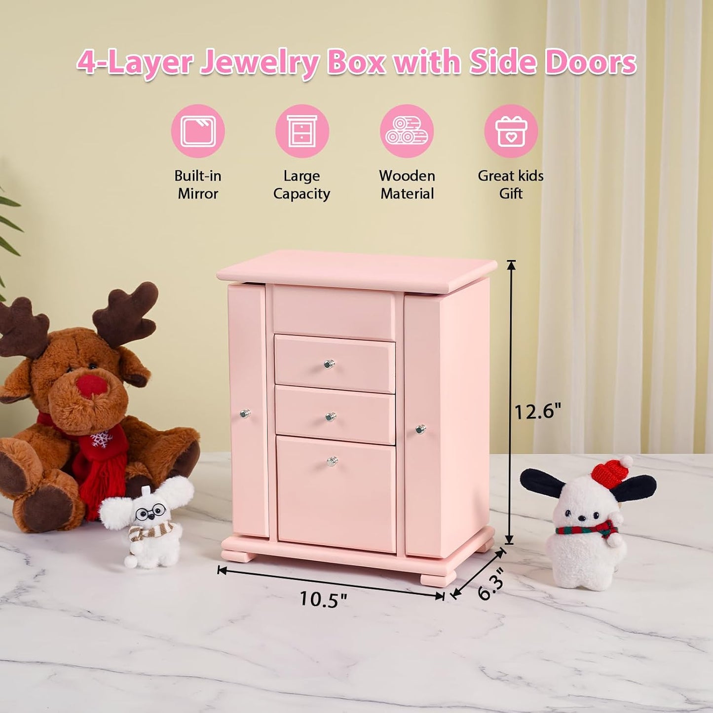 Emfogo Joyero musical para niñas, caja de música grande con bailari...