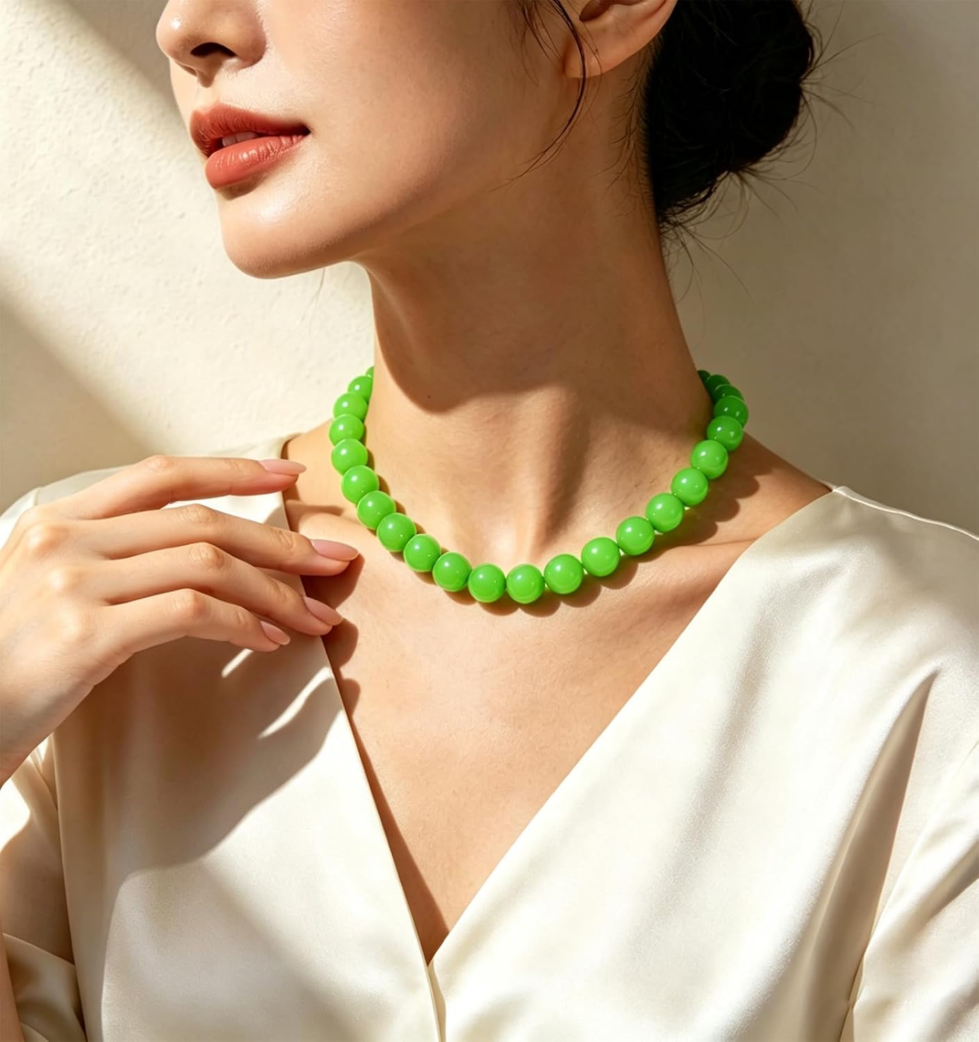 Lsljilidzsw Collar de cuentas gruesas para mujer, 0.631 pulgadas, c...