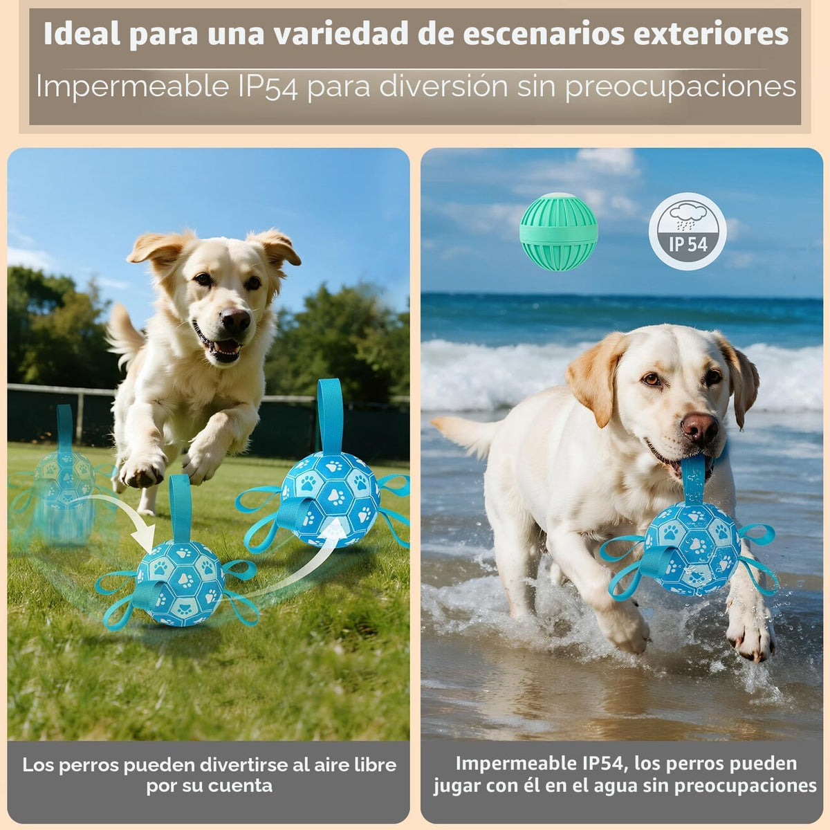 Qraxond Juguetes interactivos para perros, pelota de fútbol para pe...